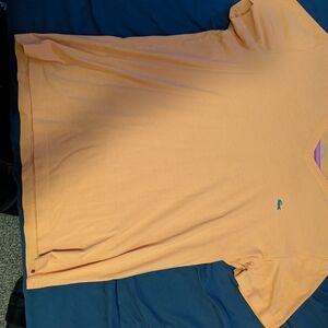 Lacoste Men's Pima Cotton V-Neck T-Shirt Size 5 (Large) Peach Orange